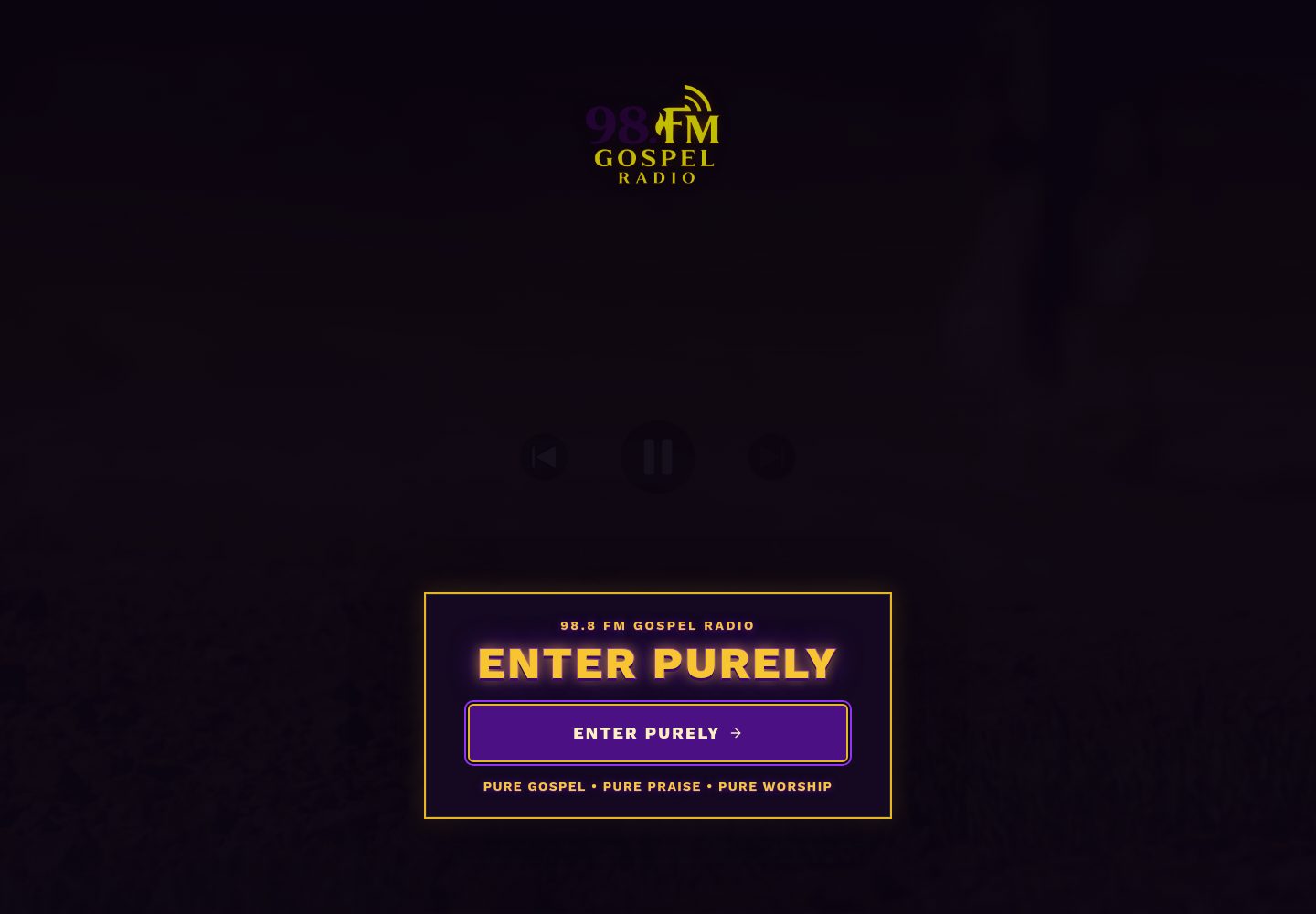 98.8FM Gospel Radio public website screenshot