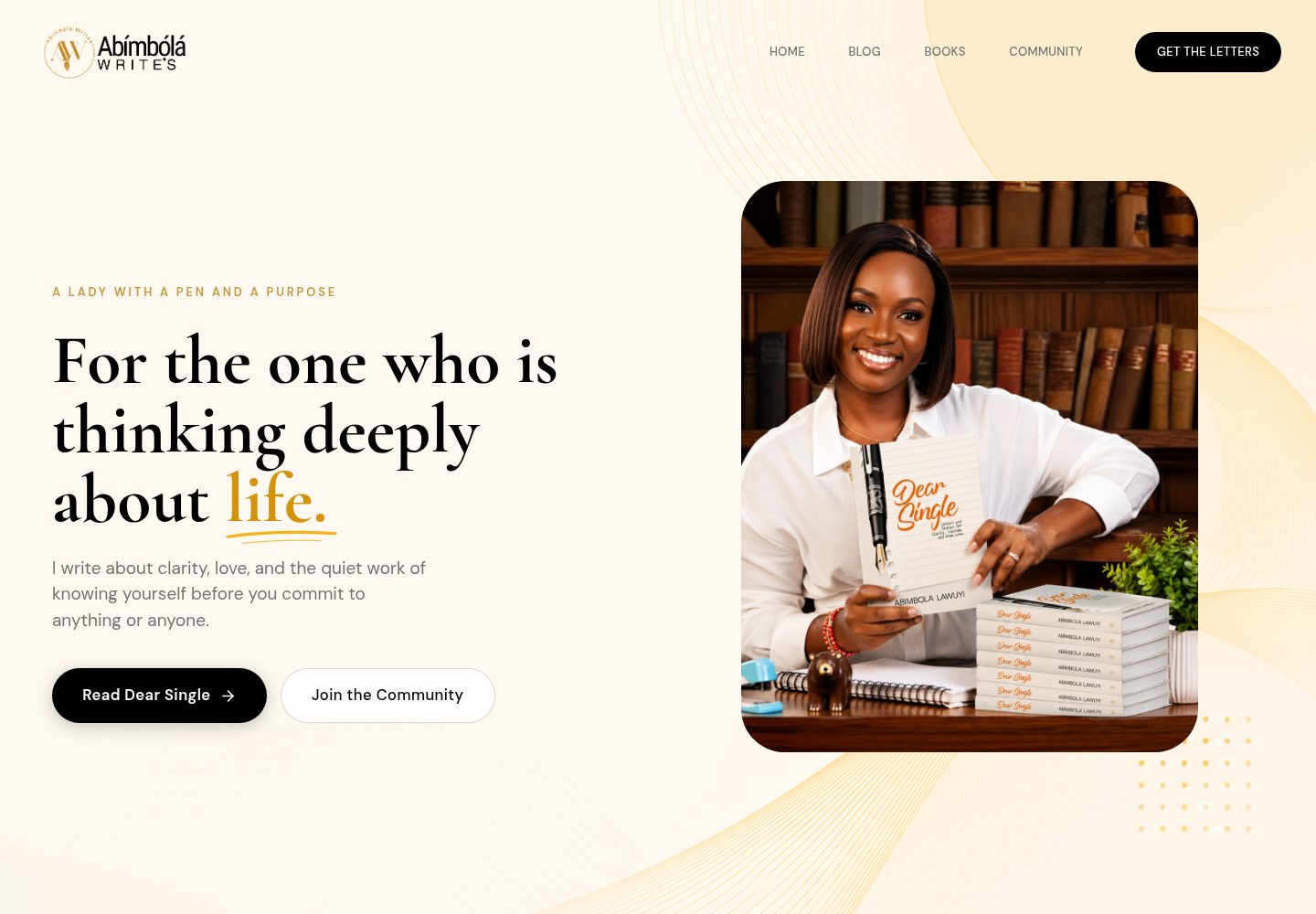 Abimbola Writes public website screenshot