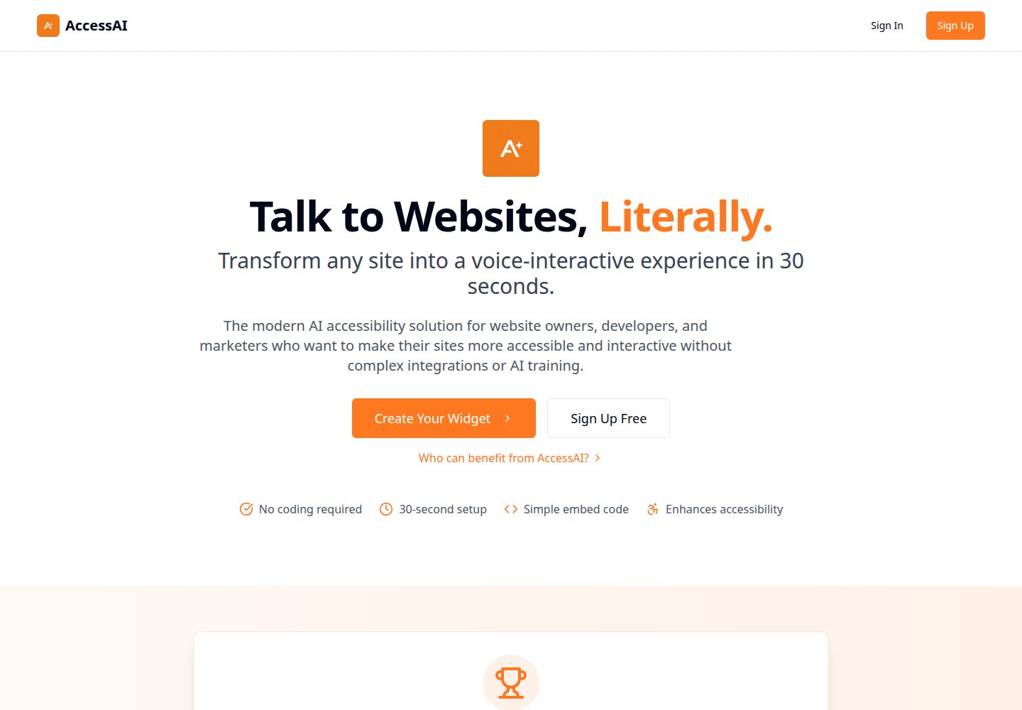 AccessAI public website screenshot