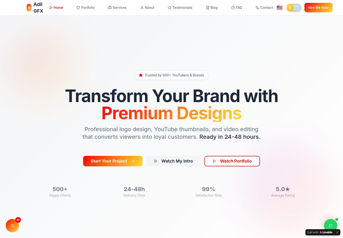 Adil GFX public website screenshot