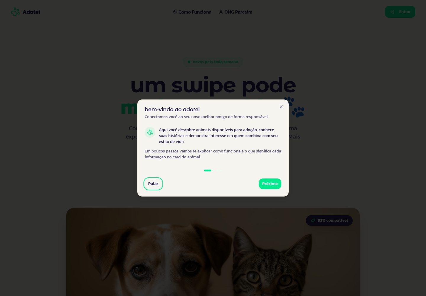Adotei public website screenshot