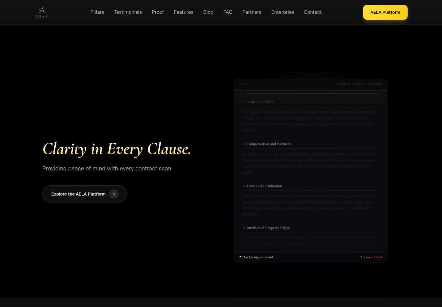 AELA AI public website screenshot