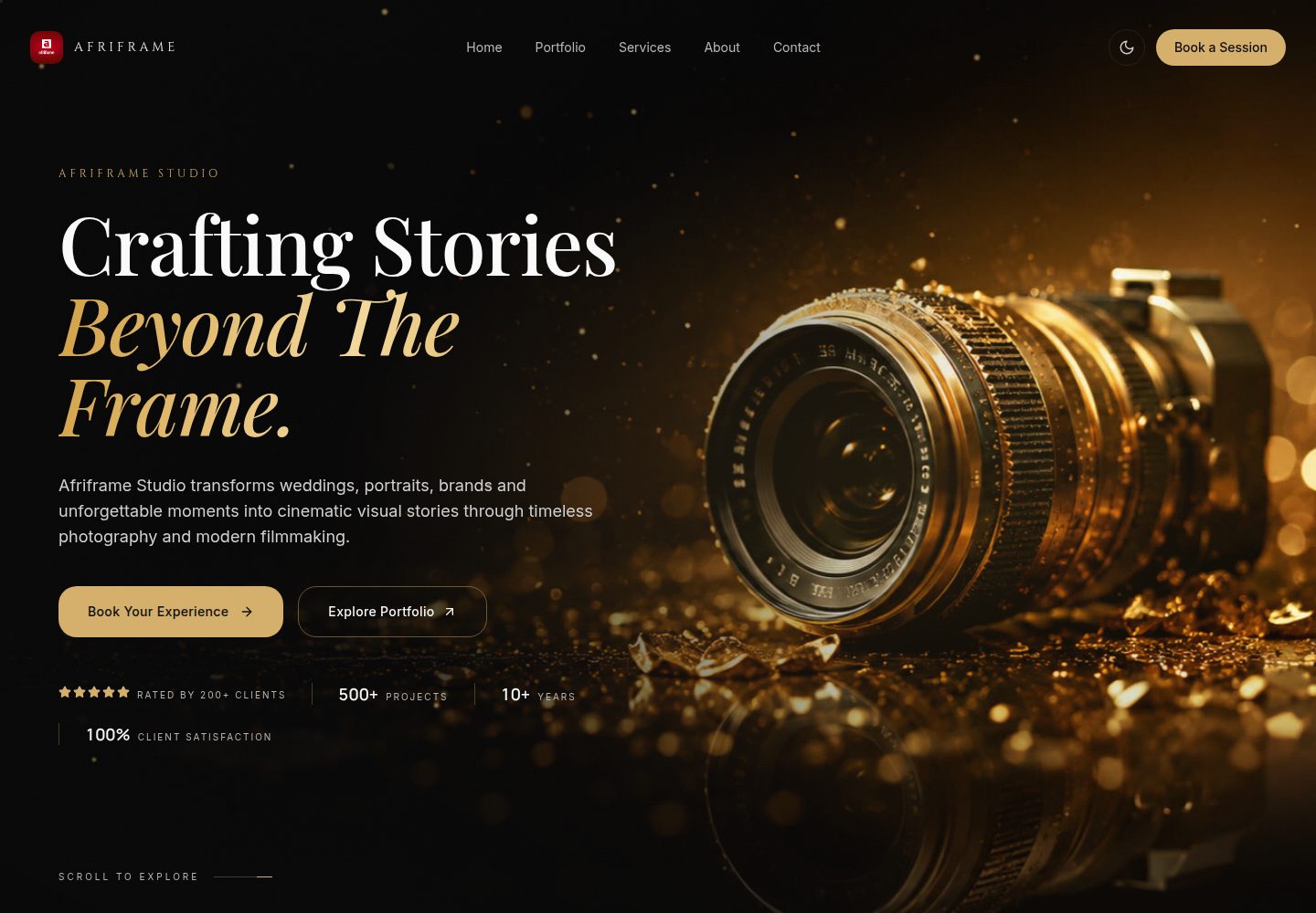 Afriframe Studio public website screenshot