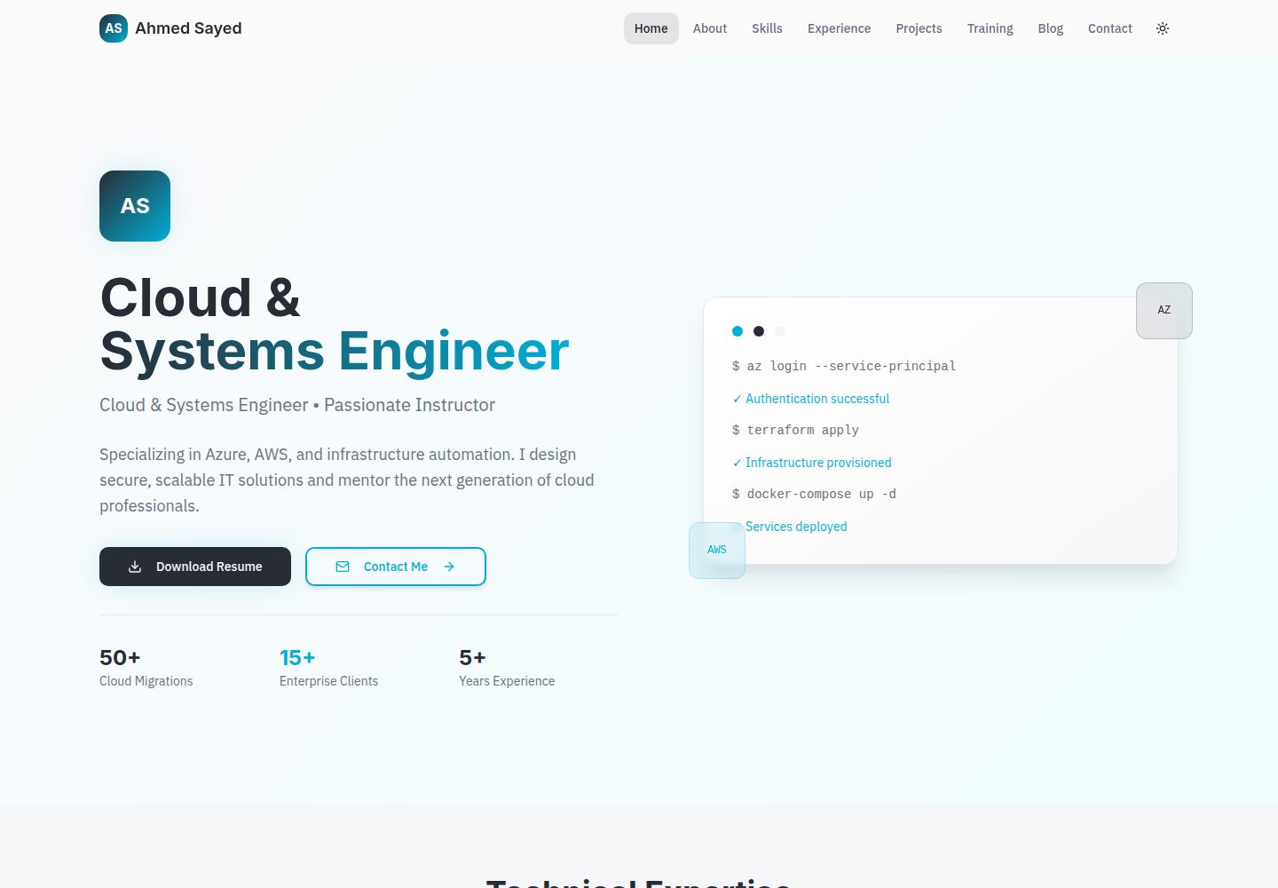 Ahmed Sayed public website screenshot