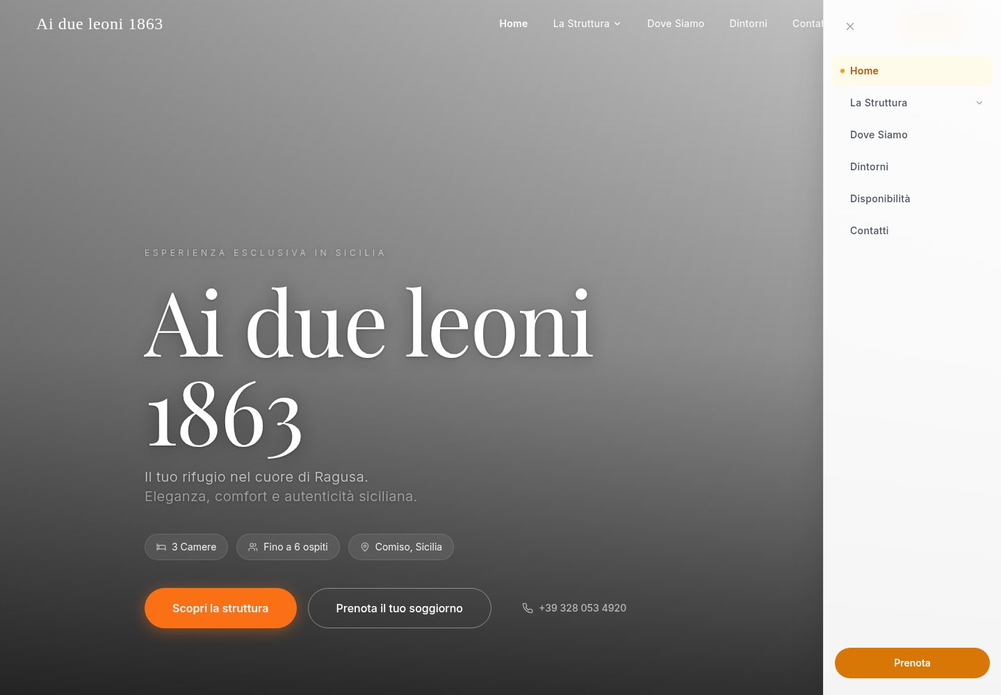 Ai due leoni 1863 public website screenshot