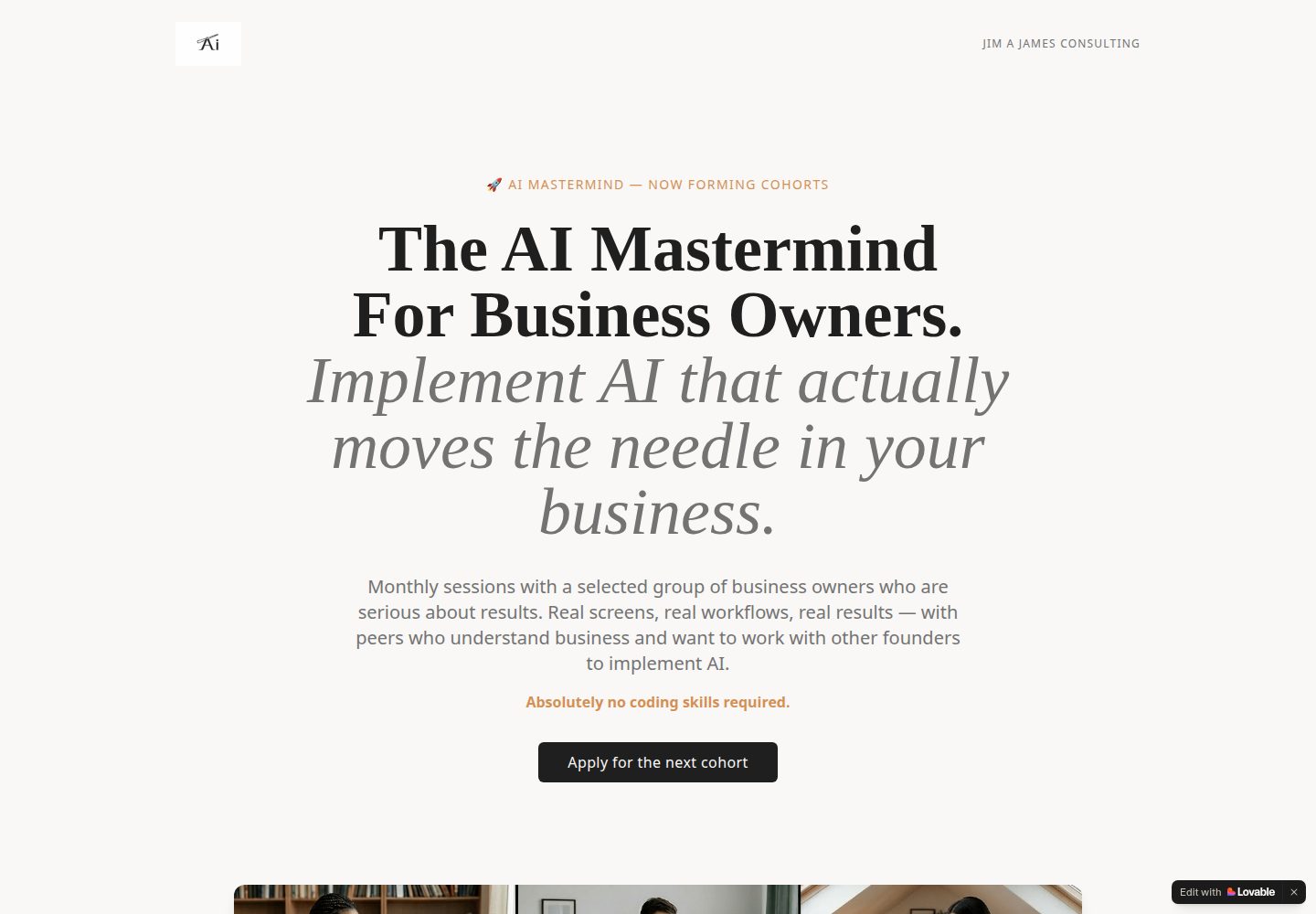AI Mastermind public website screenshot