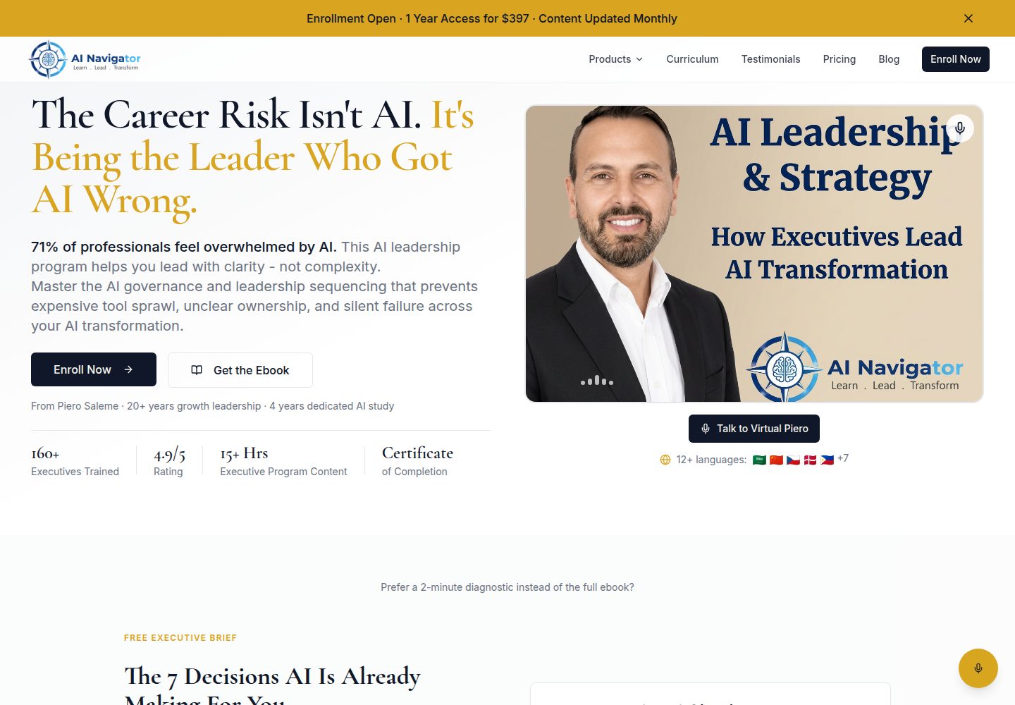 AI Navigator public website screenshot