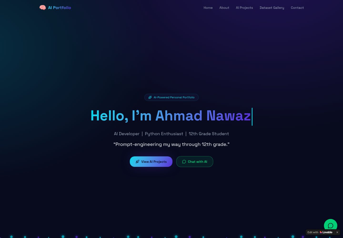 AI Portfolio public website screenshot