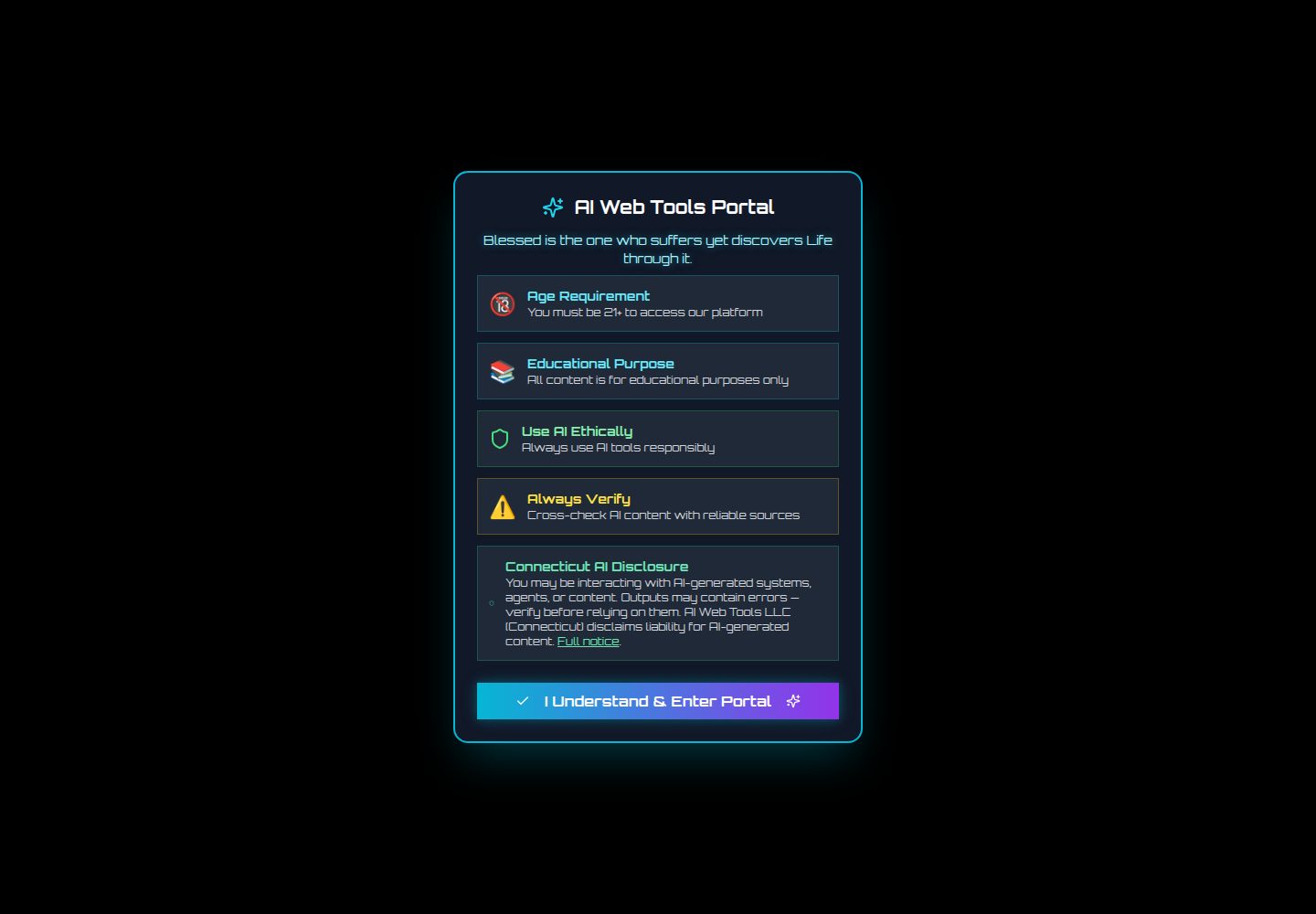 AI Web Tools public website screenshot