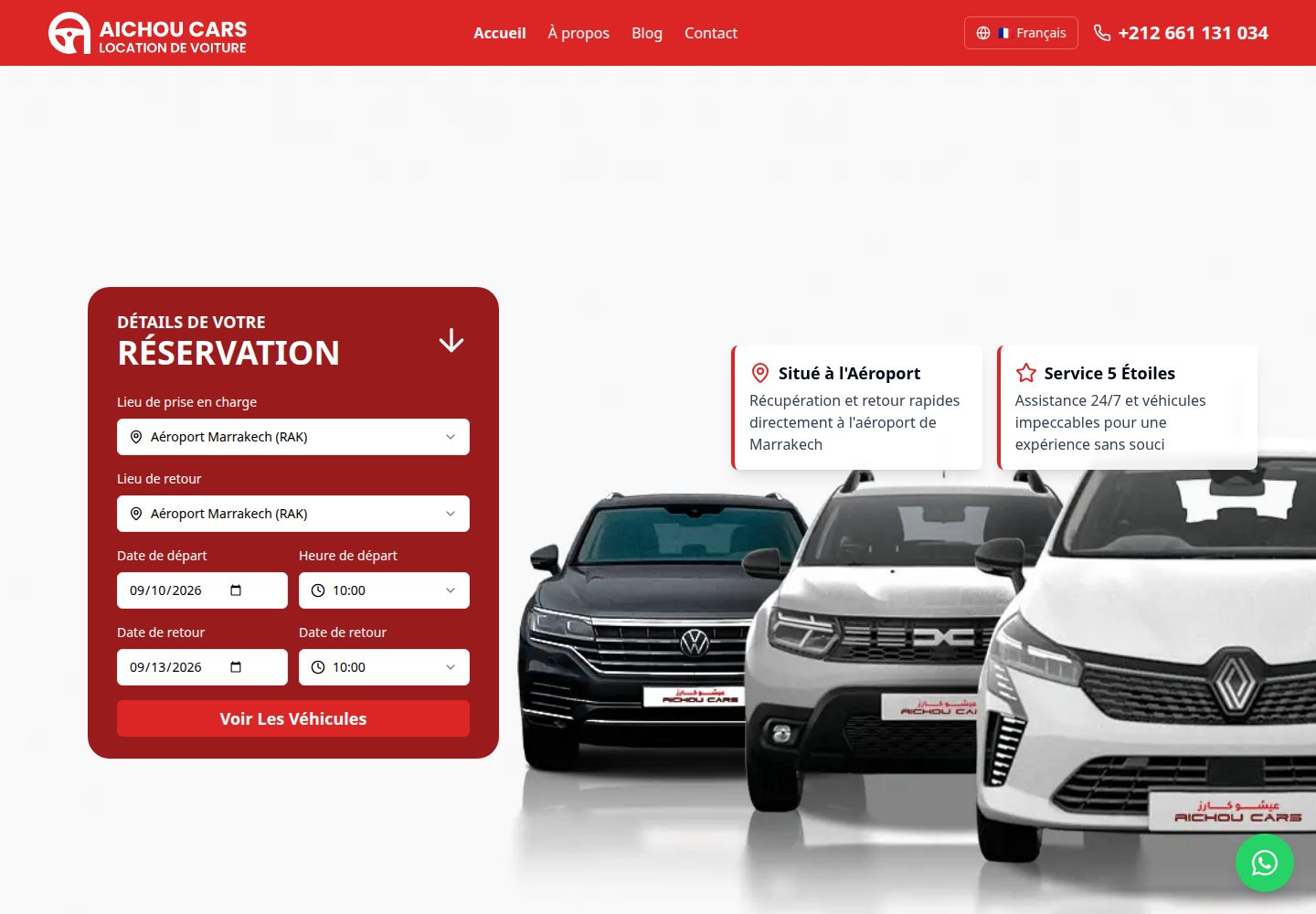 AichouCars public website screenshot