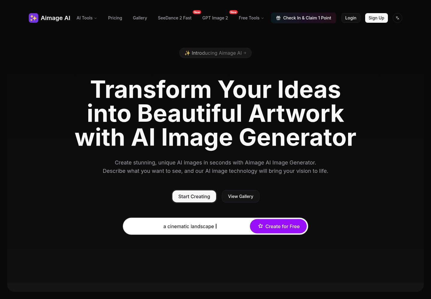 Aimage AI public website screenshot