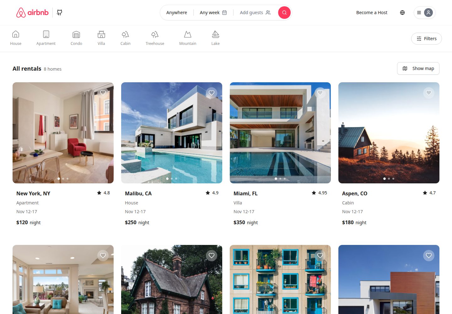 Airbnb public website screenshot
