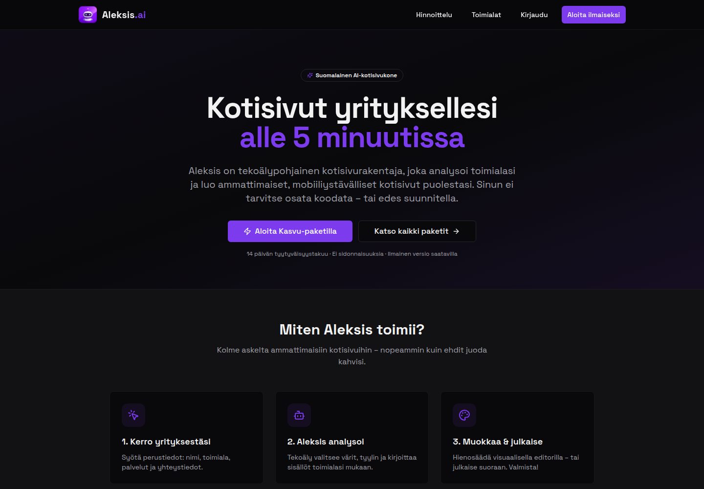 Aleksis.ai public website screenshot
