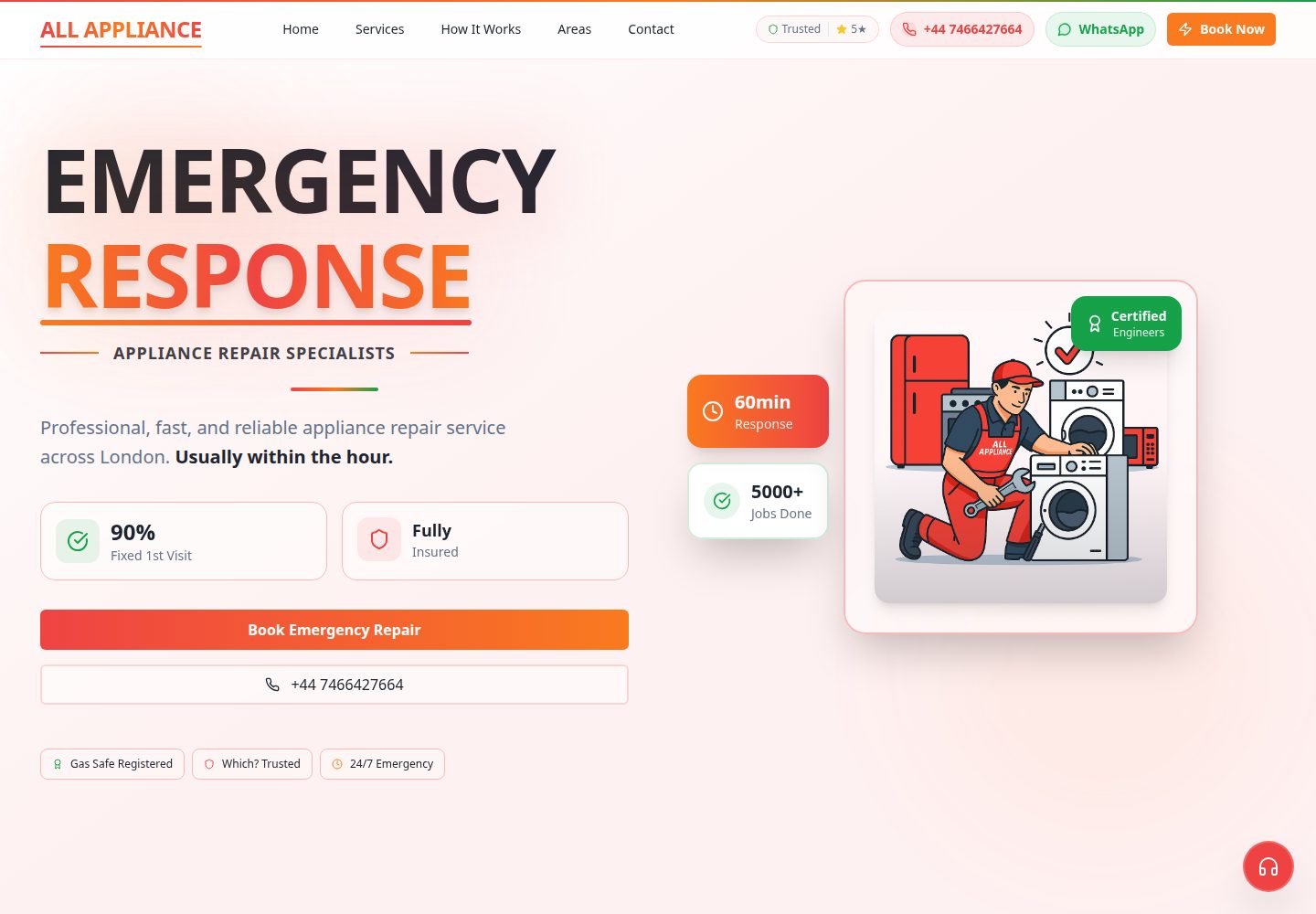 All Appliance public website screenshot