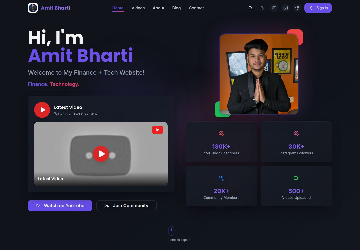 Amit Bharti public website screenshot