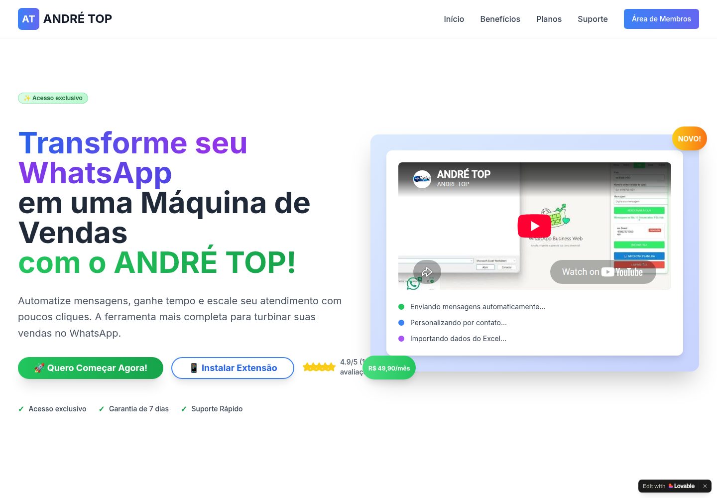 ANDRÉ TOP public website screenshot