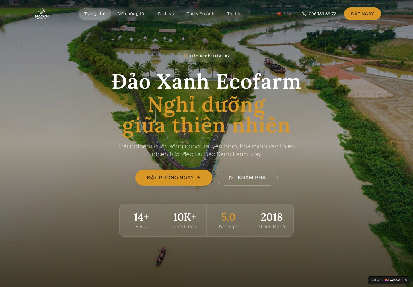 Đảo Xanh Ecofarm public website screenshot