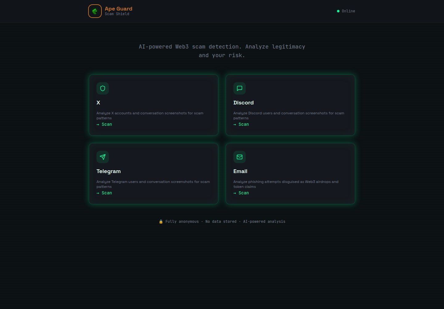 Ape Guard public website screenshot