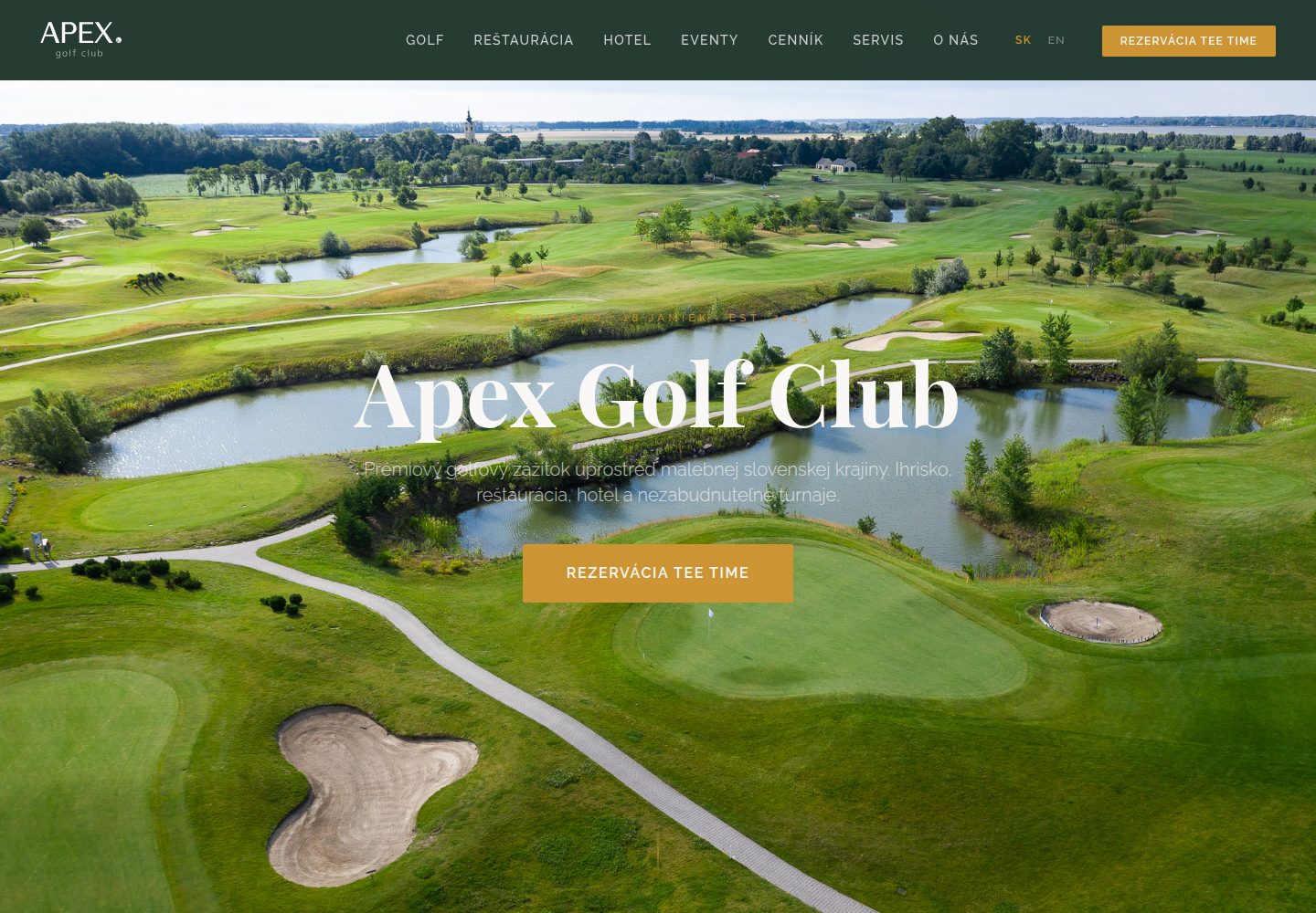 Apex Golf Club public website screenshot