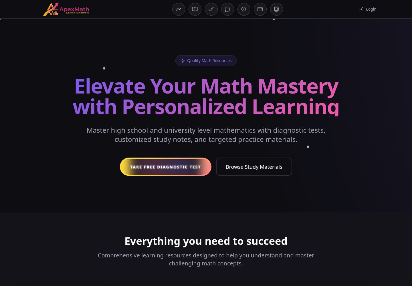 ApexMath public website screenshot