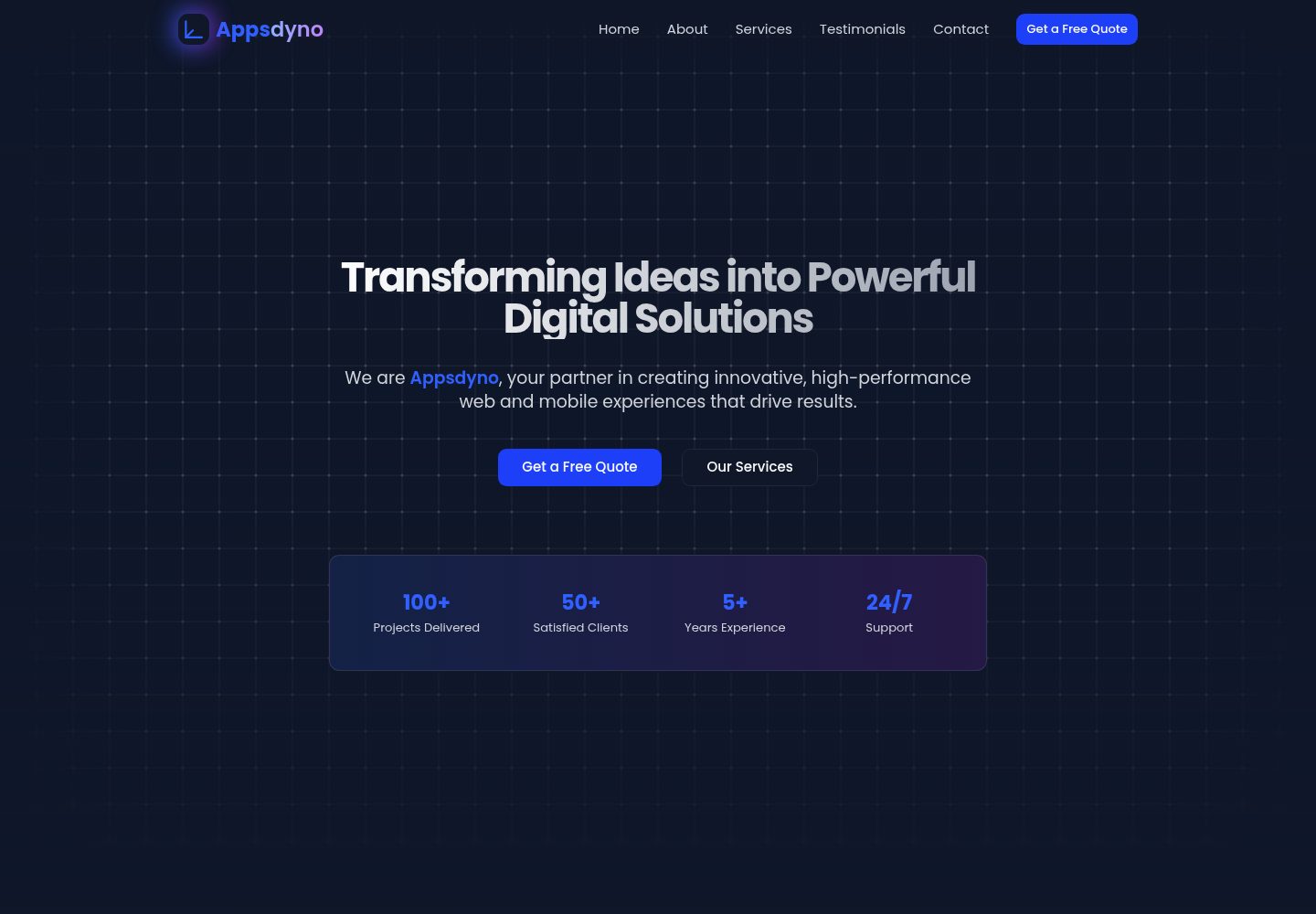 Appsdyno public website screenshot