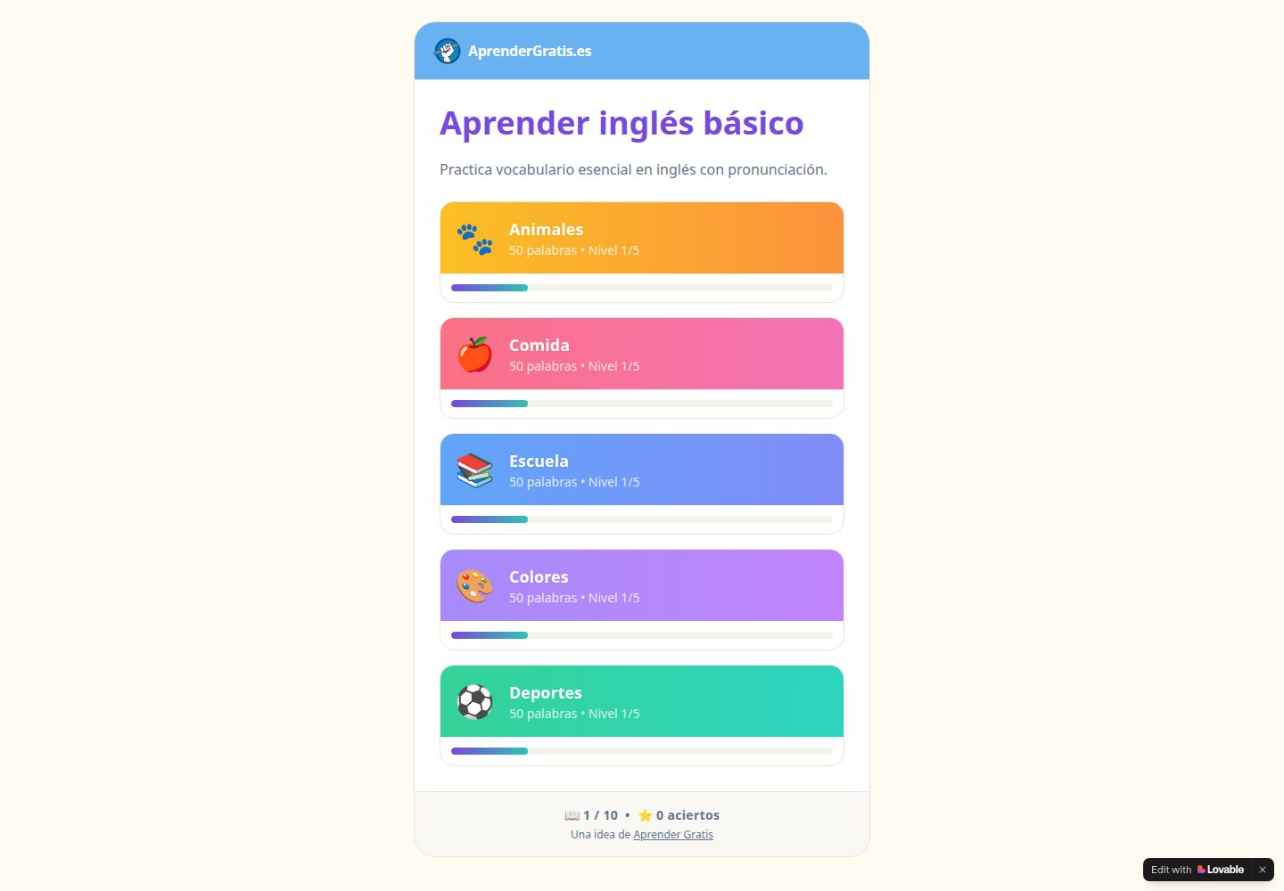 AprenderGratis.es public website screenshot