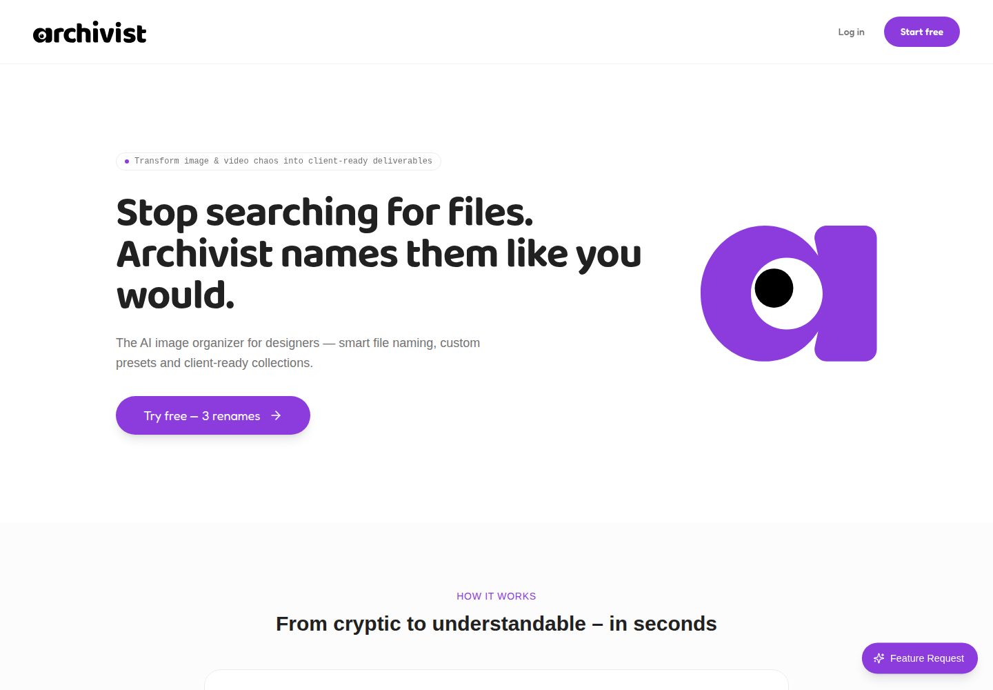 Archivist public website screenshot