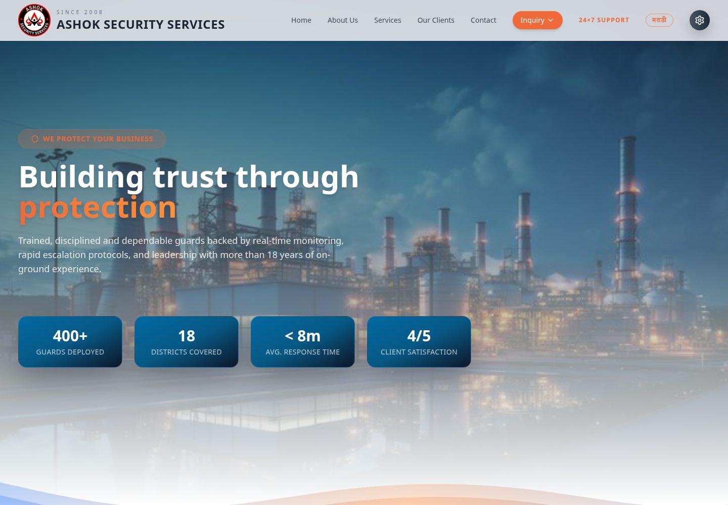 Ashok Security Services public website screenshot