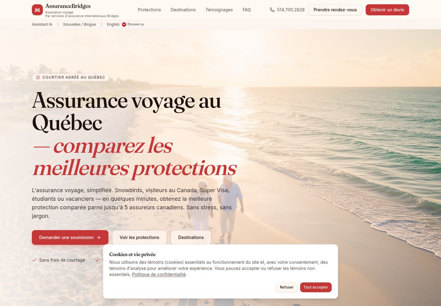 AssuranceBridges public website screenshot