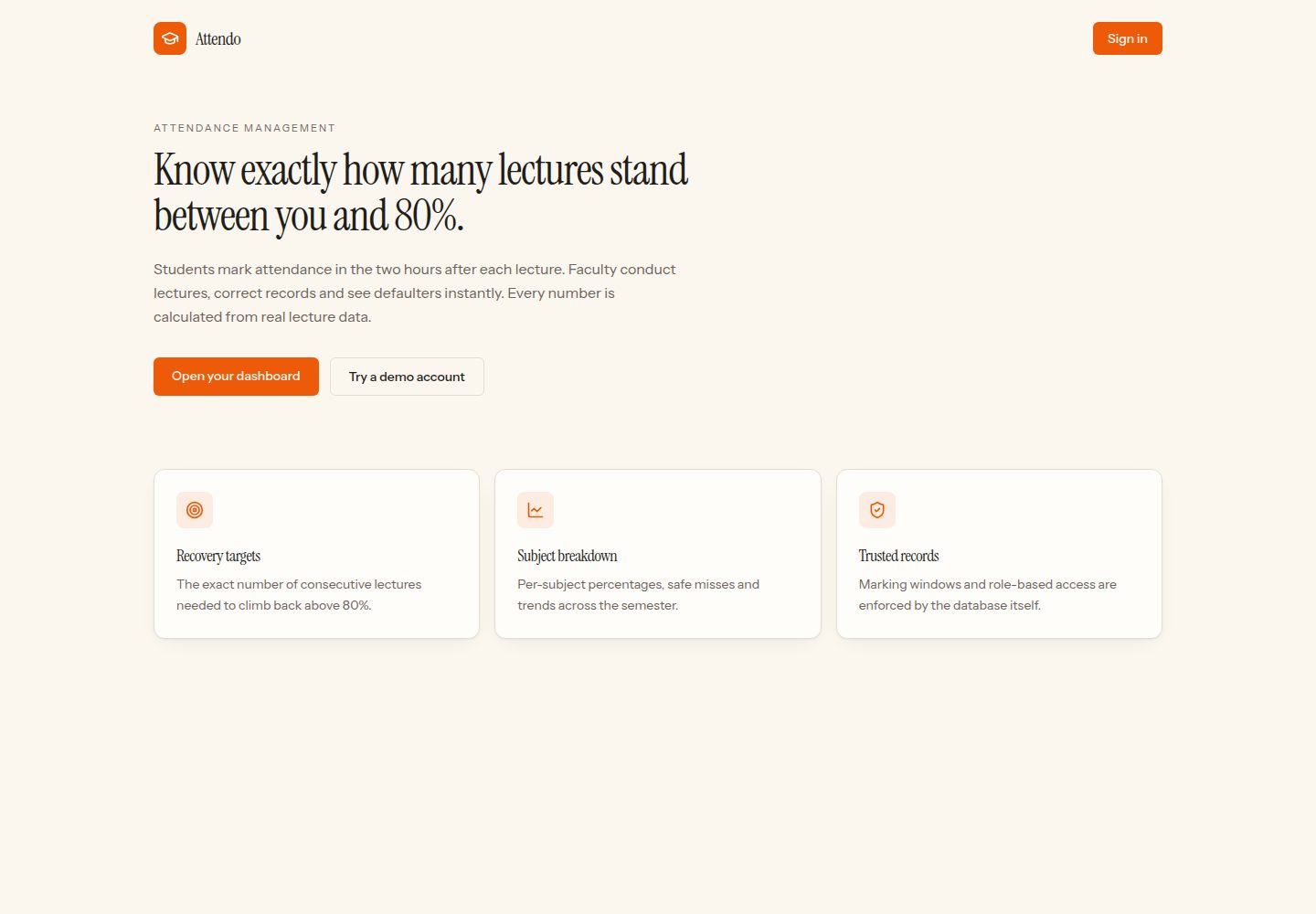 Attendo public website screenshot