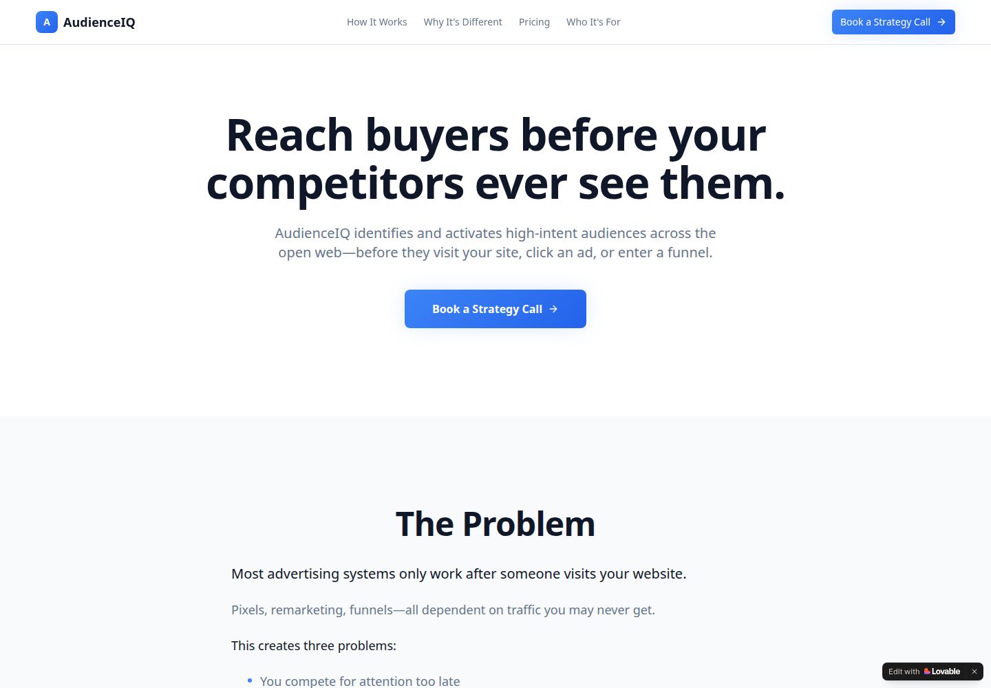 AudienceIQ public website screenshot