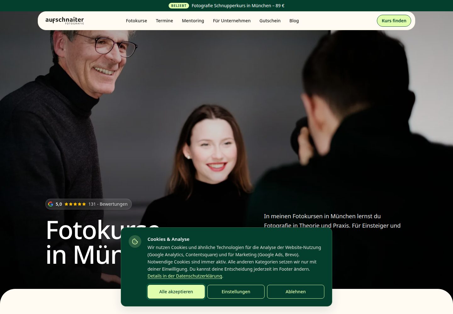 Aufschnaiter Fotografie public website screenshot