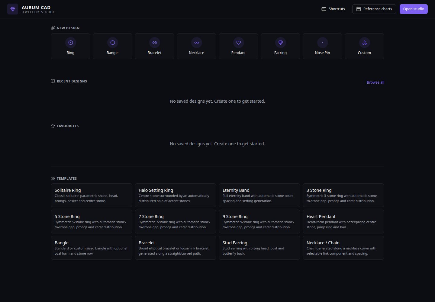 Aurum CAD public website screenshot