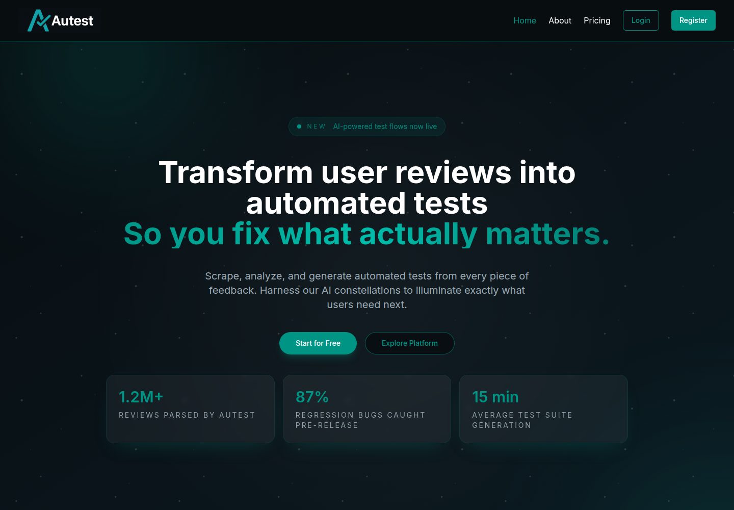 AuTest public website screenshot