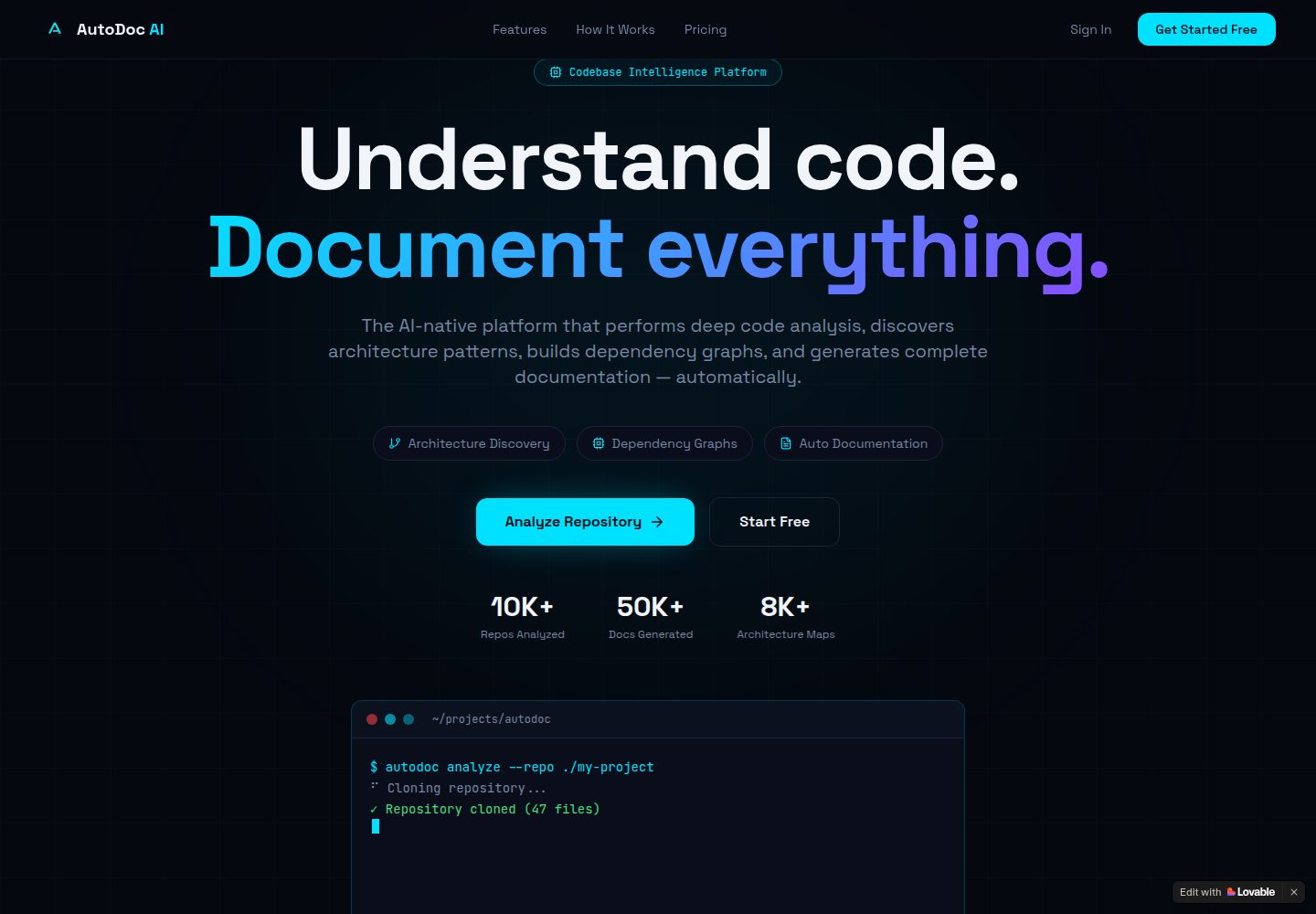 AutoDoc AI public website screenshot