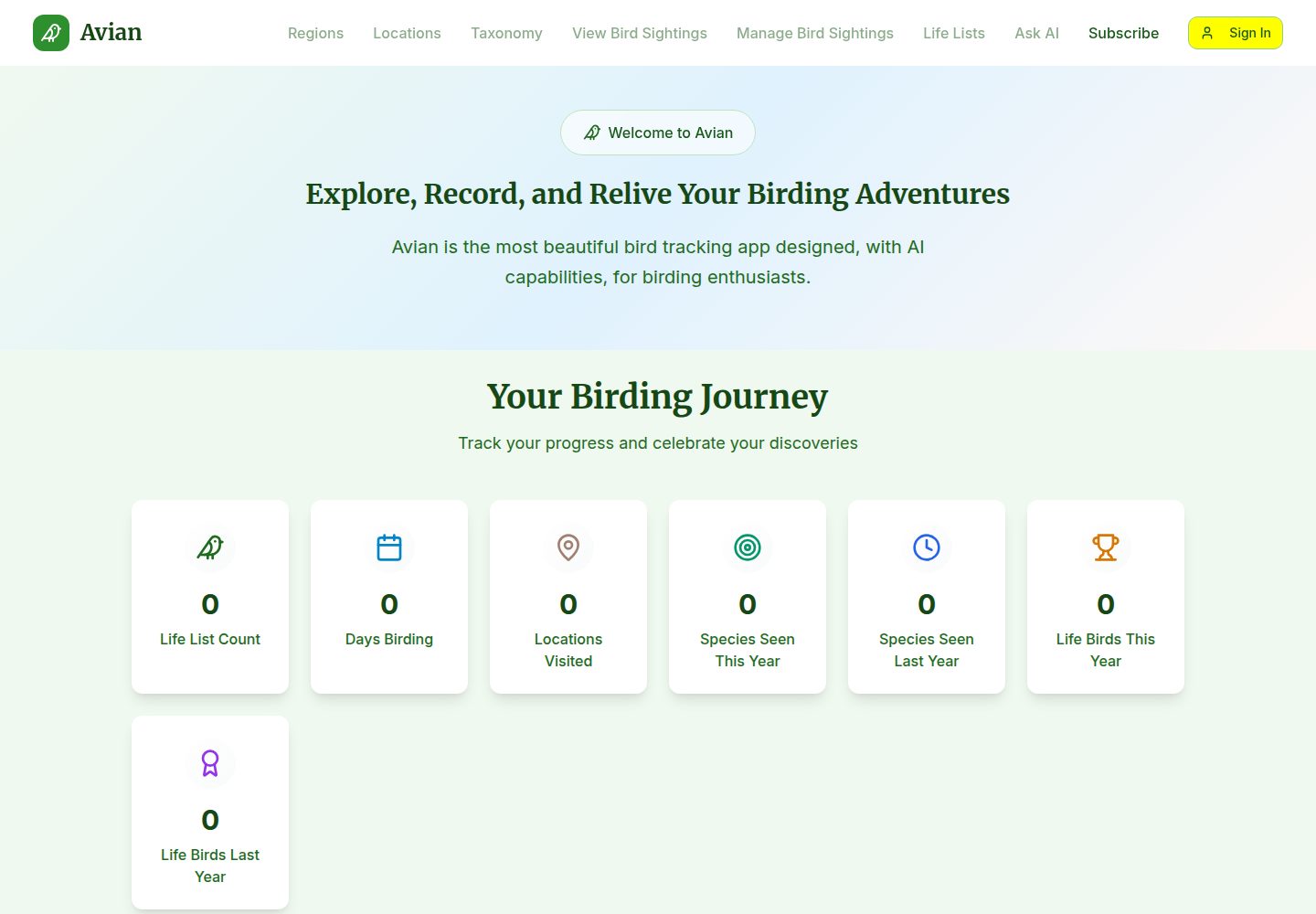 Avian public website screenshot