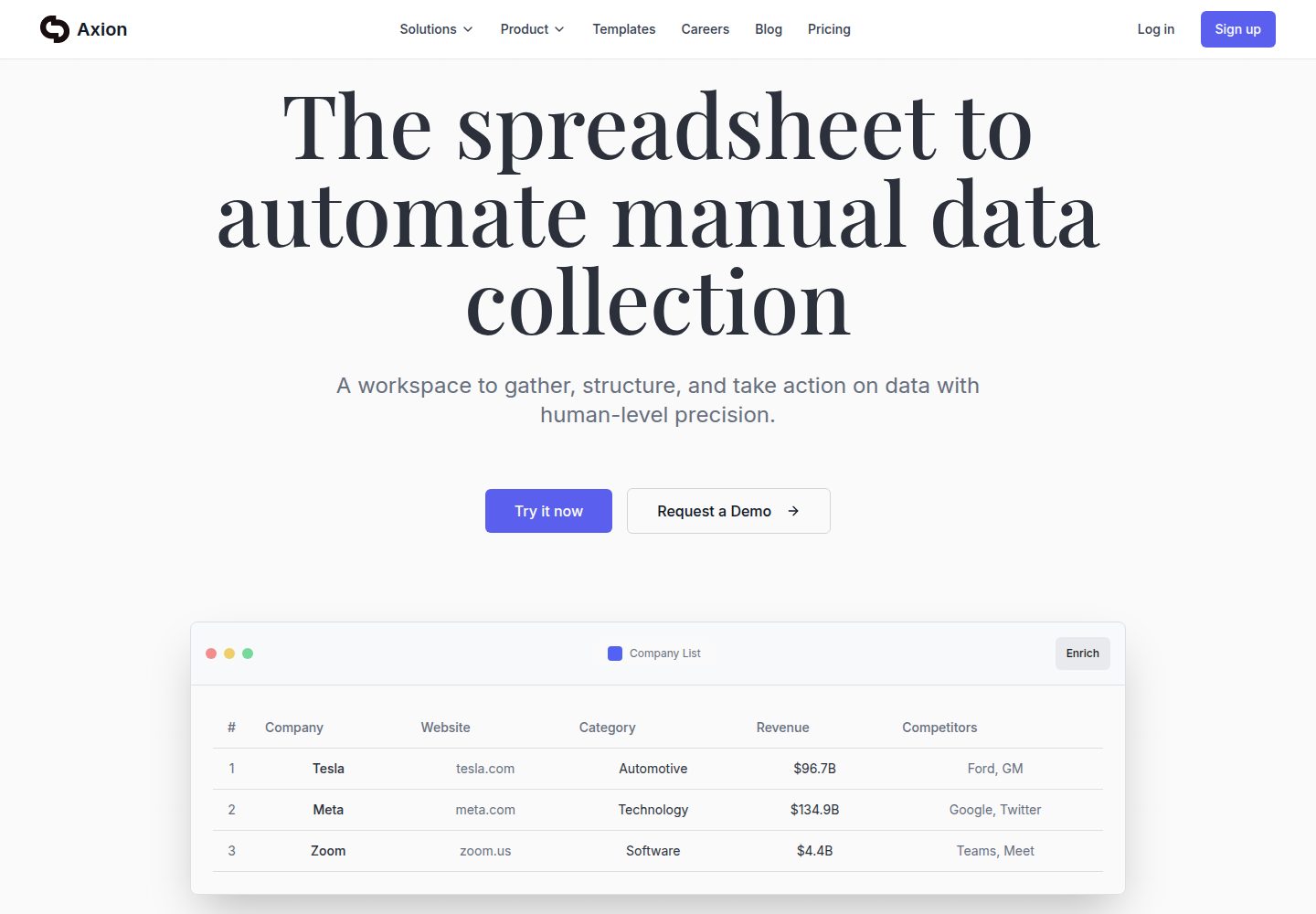 Axion public website screenshot