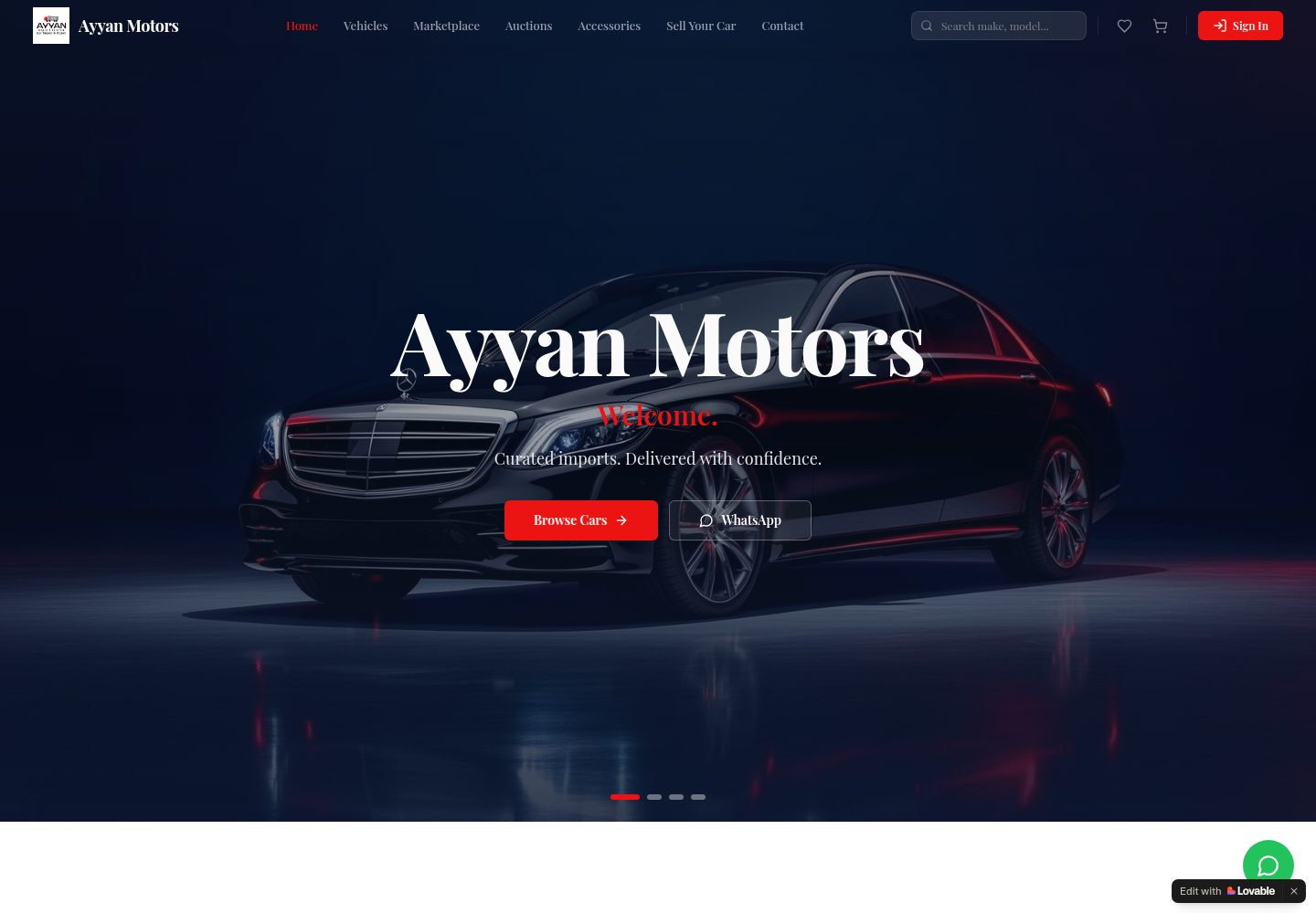 Ayyan Motors public website screenshot