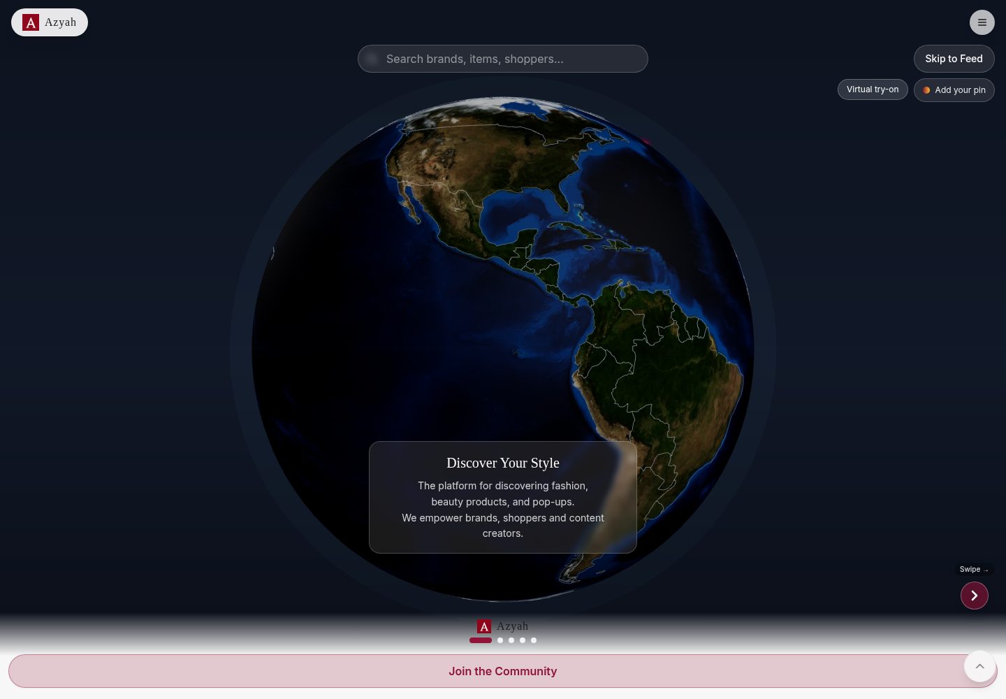Azyah public website screenshot