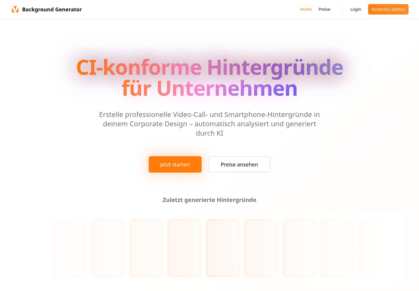 Background Generator public website screenshot