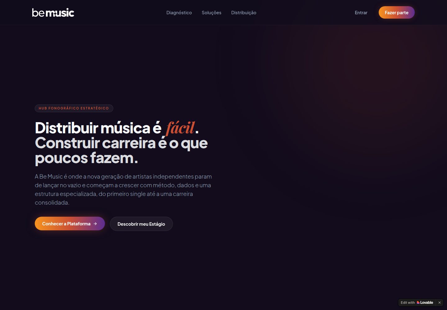 Be Music public website screenshot