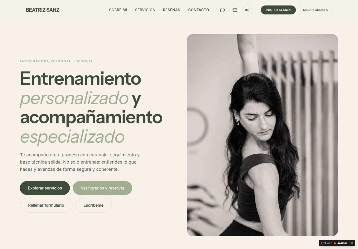 Beatriz Sanz public website screenshot