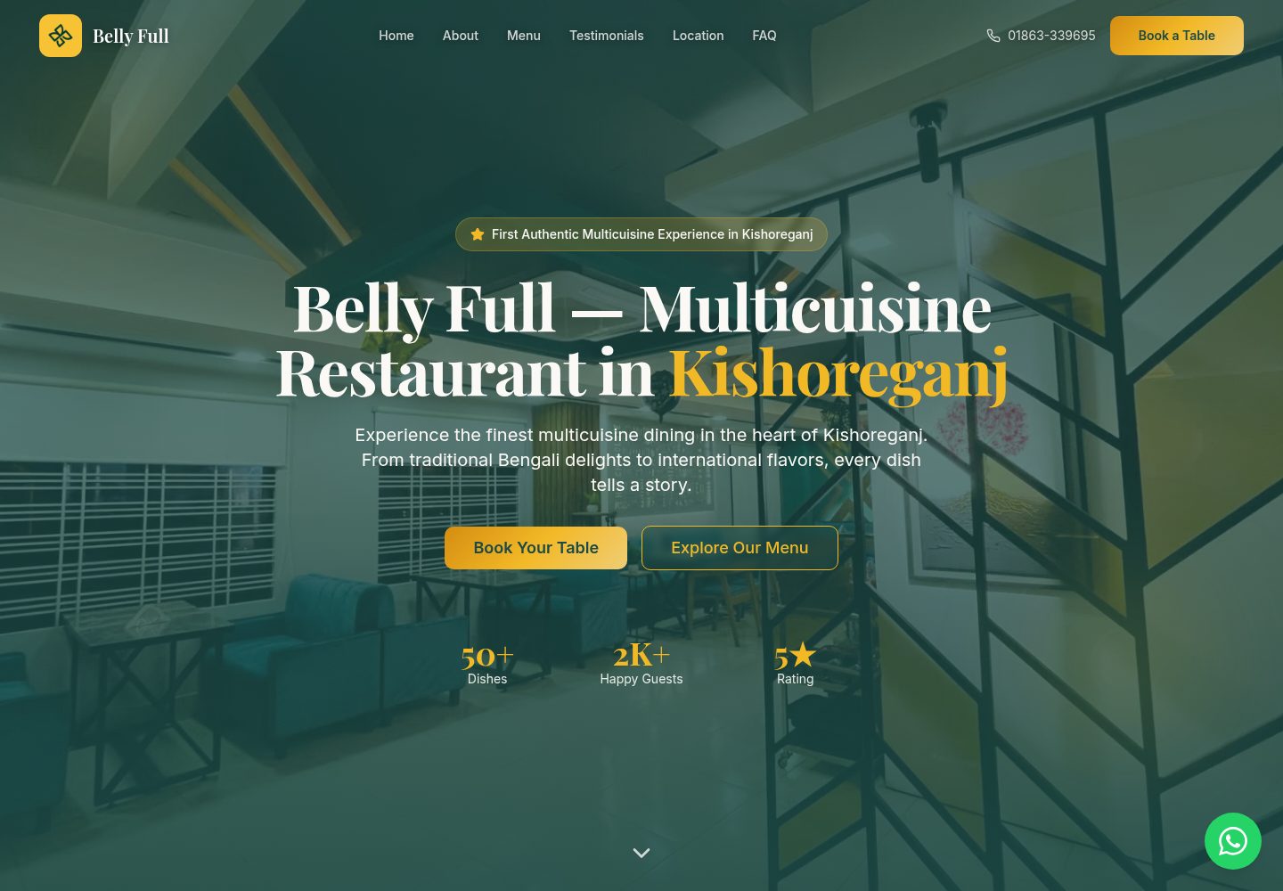 Belly Full public website screenshot