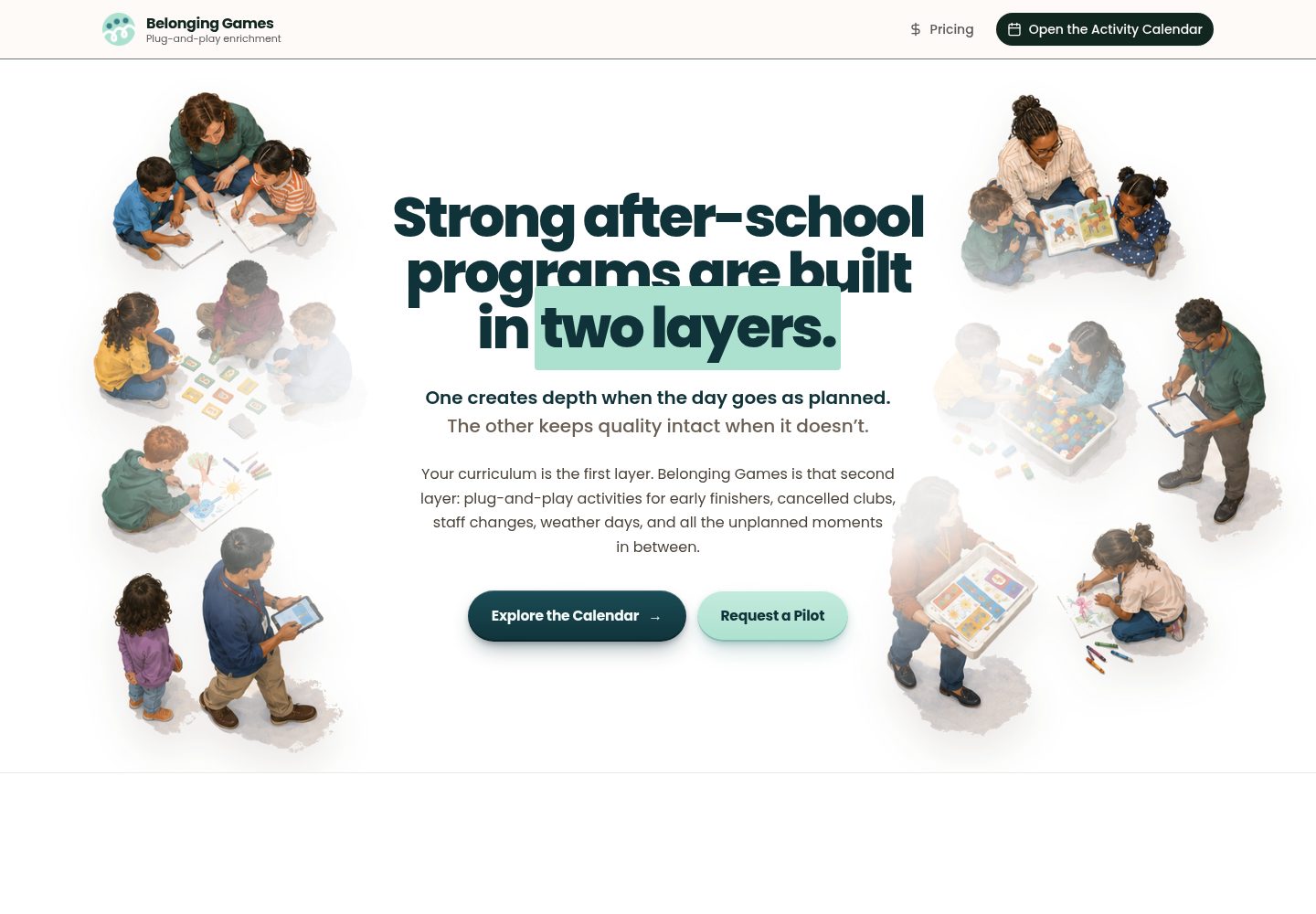 Belonging Games public website screenshot