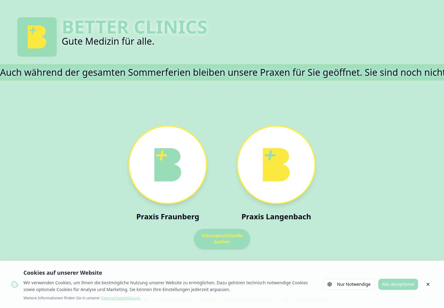 Better Clinics public website screenshot
