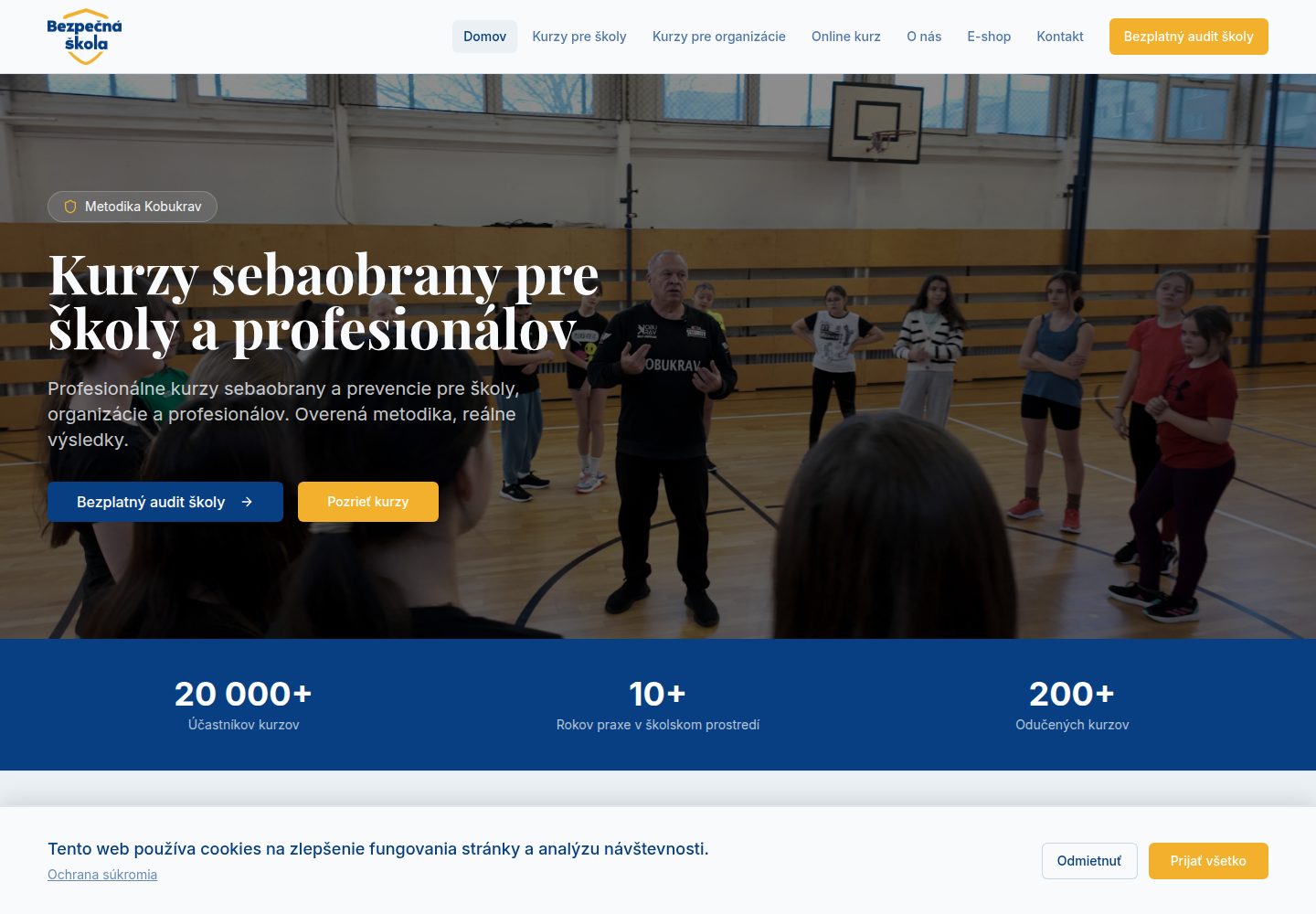 Bezpečná škola public website screenshot