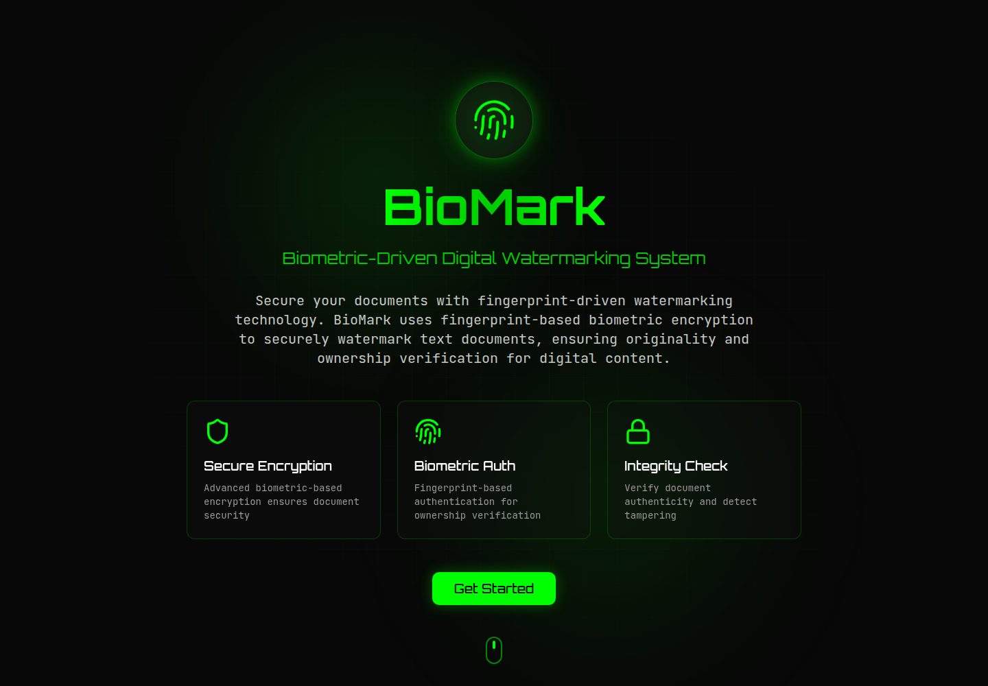BioMark public website screenshot