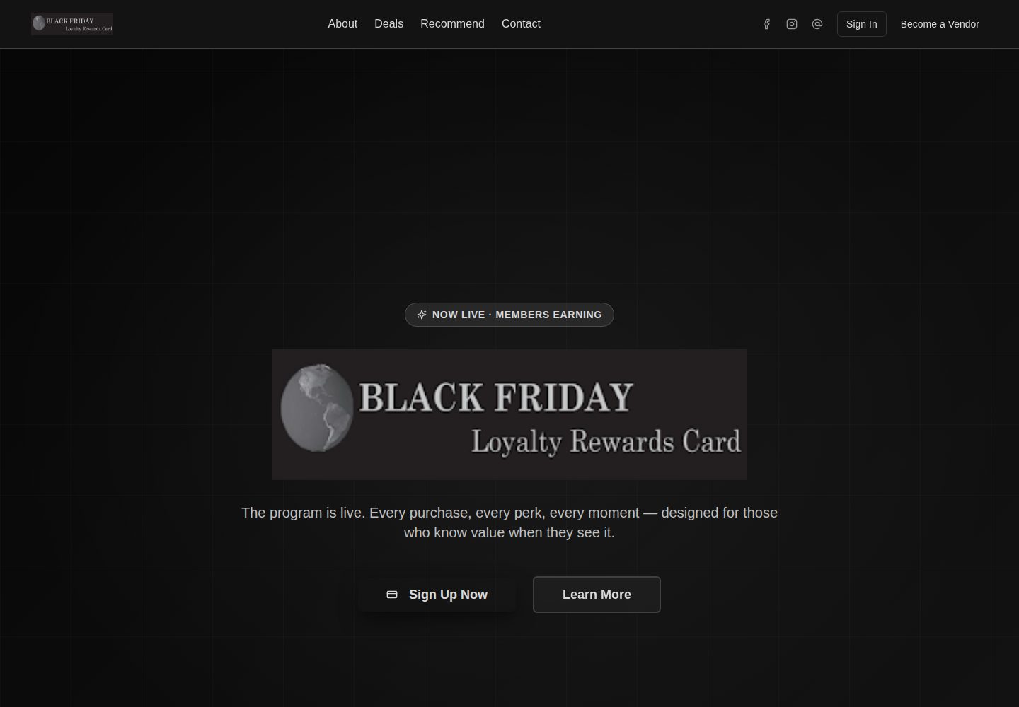 BLACK FRIDAY Loyalty Rewards public website screenshot