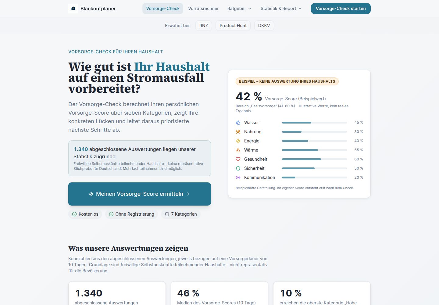 Blackoutplaner public website screenshot