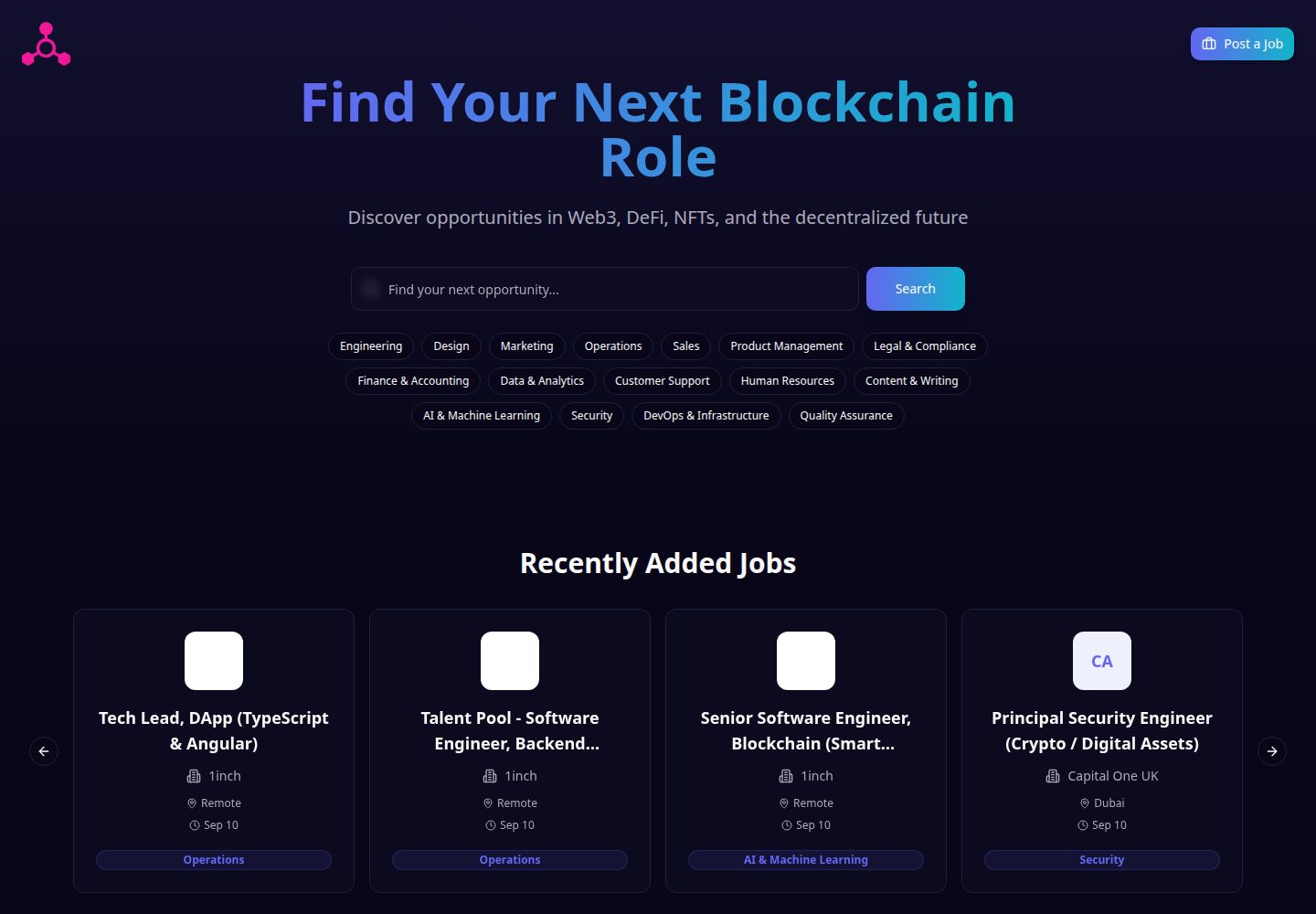 Blockchain Jobs public website screenshot